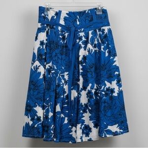 LONDONJean Floral Women's A-Line Flared Lined Skirt Zipper Back Tie Waist Sz 2